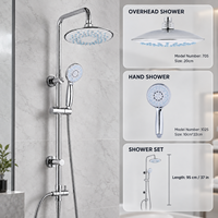 Ensemble de douche de luxe moderne, kit complet mural en laiton chromé avec pommeau de douche et douchette à main
