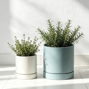 Pot à succulentes en <span class=keywords><strong>céramique</strong></span> YBH avec trou de drainage et soucoupe, pots à fleurs mats de style nordique pour la décoration intérieure et extérieure du jardin et de la maison - Product Image 3