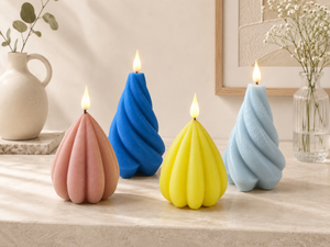 Spiral Blue Art Candle <b>Paraffin</b> Wax Flickering Flame Modern Home Decoration - Product Image 6