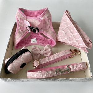 Yeni Stil Güzel Pembe Kareli Köpek Tasması ve Kayışı Lüks Köpek Tasması Ayarlanabilir Köpek Tasması Yeleği - Product Image 2