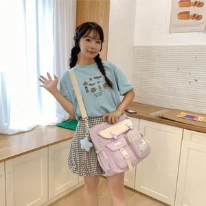 Sac fourre-tout LILA de haute qualité, grande capacité, violet, multi-poches, mignon, avec logo personnalisé pour les étudiants et les trajets quotidiens - Product Image 6