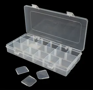 29508 venda quente 18 espaços ajustável caixa de armazenamento de plástico com divisor removível mini caixa de plástico