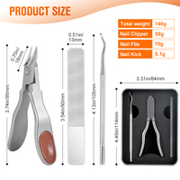 Ensemble d'outils de manucure de pédicure alimenté par brevet de haute qualité lame en acier inoxydable pointe pointue excluant les coupe-ongles à cuticules de peau morte