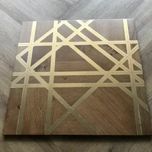 공장 가격 오크 나무 바닥 금속 inlayed 마루 바닥 예술 디자인