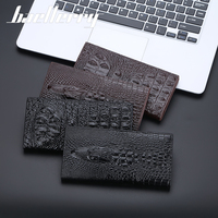 Baellerry dompet tipis bisnis genggam ritsleting multi-posisi kepala buaya kulit PU panjang kustom desain populer