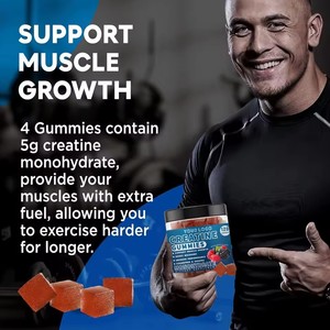 Gomitas de Creatina Monohidrato con Sabor a Frutas, Fórmula Micronizada, Suplemento de Recuperación Post-Entrenamiento para el Crecimiento y la Fuerza Muscular - Product Image 5