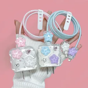 Crystal Star 5 pièces/ensemble chargeur étui de protection pour Apple <span class=keywords><strong>iPhone</strong></span> 18W 20W couvercle de Protection de Charge rapide <span class=keywords><strong>enrouleur</strong></span> de câble - Product Image 1