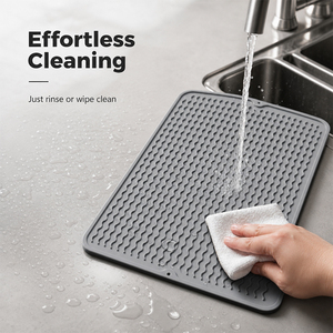 Tapis de séchage de vaisselle antidérapant en silicone - Tapis de comptoir de cuisine multi-usages 40*30cm, tapis de séchage rapide pour vaisselle - Product Image 2