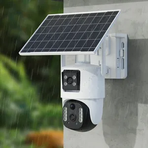 كاميرا خارجية لاسلكية تعمل بالطاقة الشمسية شريحة اتصال 4G فتحة كارت لمراقبة الدائرة المغلقة 2 ميغابيكسل + 2 ميغابيكسل واي فاي كاميرا IP لوحة طاقة شمسية تدعم 128 بطاقة ذاكرة