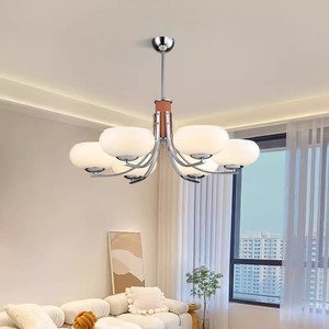 Lustre LED de style scandinave vintage français, taille moyenne, hauteur réglable, installation facile, lumière chaude, salon, chambre à coucher - Product Image 2