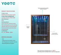 Sauna infrarouge en cèdre canadien pour 2 personnes YEETE - Cabine chauffante en graphène à faible EMF avec fenêtres en travers pour villa de luxe et hôtel