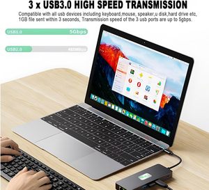 SYONG 10 في 1 بشاشة ثلاثية محطة إرساء USB محور شحن سريع نقل بيانات للكاميرا ولوحة مفاتيح ومحرك الكمبيوتر المحمول - Product Image 5