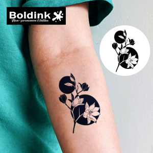 Tatuaje Temporal de Tinta Jagua de Larga Duración (2 Semanas), Resistente al Agua, con Diseño de <span class=keywords><strong>Flor</strong></span> de Magnolia Realista y Círculos Geométricos, Personalizado por Boldink - Product Image 3