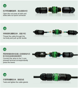2 <span class=keywords><strong>P</strong></span> 3 دبوس IP68 موصل الطاقة للماء الذكور الإناث 2 طريقة موصل سريع بدون برغي لحديقة الأمن الأسلاك الألواح الشمسية - Product Image 5