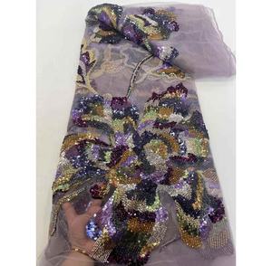 Tela de encaje africano de 5 yardas, vestido de encaje africano de lujo de alta calidad para vestido de novia Aso Ebi, tela de encaje - Product Image 1