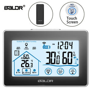 <span class=keywords><strong>Station</strong></span> météo numérique <span class=keywords><strong>BALDR</strong></span> avec réveil, moniteur de température et d'humidité, thermomètre à écran tactile, hygromètre - Product Image 3