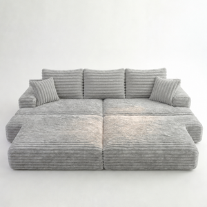 Divano Letto Senza Struttura in Memory Foam ad Alta Densità, Compresso Sottovuoto, in Tessuto Corduroy Quadrato, per Hotel e <span class=keywords><strong>Soggiorno</strong></span> - Product Image 4
