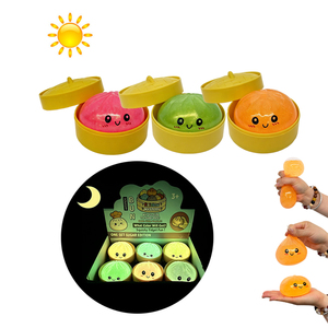 USA Warehouse Night Glow Glitter Steamed Bun Glowing Dumpling Squishy Soft Squeeze Stress Fidget Anxiety Relief Sensory Toy - Product Image 1