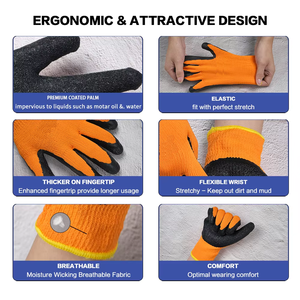 Guantes DE SEGURIDAD arrugados recubiertos de látex profesionales para construcción y jardinería Desgaste cómodo para el trabajo y la protección - Product Image 4