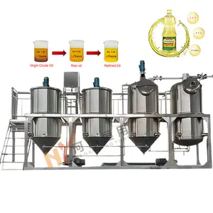 Sistemi raffinati di olio vegetale grezzo di soia efficiente/impianto di raffinazione di olio di palma di girasole