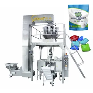 Multi head weigher ecommerce detergent pods pre made irregular shape bag packing machine