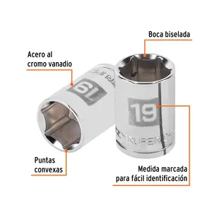 Juego de Llaves de Tubo de 6 Puntas, 19 mm, Accionamiento de 1/2'', Marca TRUPER - Product Image 2