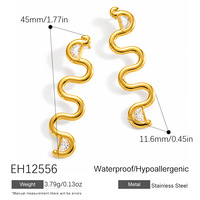 Boucles d'oreilles pendantes longues en zircon ondulé tendance SUMMLY, plaquées or 18 carats, bijoux de mode pour femmes, pour la vie quotidienne, les fêtes, cadeau