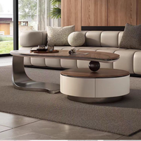 Moderner Blattförmiger Massivholz & Edelstahl Luxus-Couchtisch Dekoratives Design für Wohnzimmer Villa Heim-Einrichtung