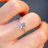 Factory Wholesale Custom 925 Sterling Silver Women's Wedding Party Ring Natural Aquamarine Silver Plated Fine Engagement Gift