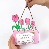 Kit de Bricolage Panier de Fleurs Fait Main, Ensemble de Peinture pour Enfants, Kit de Cartes à Suspendre pour Projet Artistique Scolaire, Personnalisation Disponible