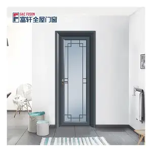 Puerta abatible de aluminio con ahorro de energía con certificación de EE. UU. 2023 con persianas, diseño de parrilla interior, puerta de aluminio de doble panel