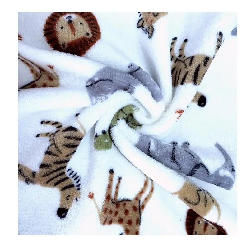 Tissu imprimé numérique animal personnalisé pour enfants 100% tissu polaire de flanelle tricoté en polyester pour vêtements de bébé