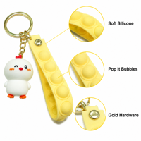 Lot de 4 porte-clés animaux mignons lumineux en PVC, jouet anti-stress durable pour enfants, cadeau