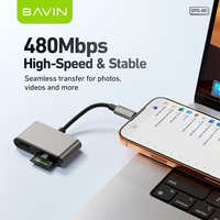 Lecteur de carte BAVIN Portable Mini OTG88 480 Mbps Transfert stable Type C USB Sd Tf 3 en 1 Adaptateur OTG