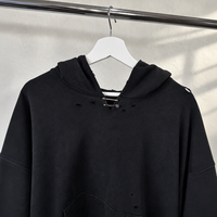 Sweat à capuche oversize délavé et vieilli pour homme avec œillets métalliques et lacets, style streetwear vintage, personnalisable, vente en gros