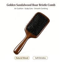 Ensemble de brosses à cheveux en bois de santal à poils de sanglier, 3 tailles, avec coussin d'air, peigne de massage en bois, démêlant, soin du cuir chevelu, anti-frisottis, portable