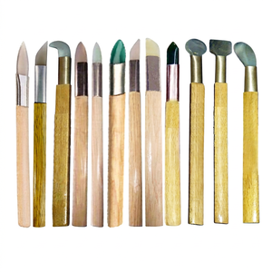 Outils de gravure de bijoux Greenstar GS136A, 12 pièces, manche en bois, plat et rond, pour la création de bijoux DIY - Product Image 1