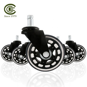 CCE Caster Office Chair Wheels Replacement 5 Pack Black <b>Plastic</b> With Metal Stem For Desk Chair Use - Product Image 1