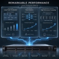 Serveur rack 1U Lenovo ThinkSystem SR645 V3 neuf avec double processeur AMD EPYC, 6 To de mémoire TruDDR5 6400 MHz, 16x EDSFF NVMe, 4x GPU pour l'analyse des données