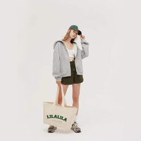 Meilleure Vente en Gros Sac Cabas Personnalisé Pliable Réutilisable en Toile Grande Taille pour Courses Plage Femmes, avec Logo