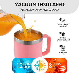 Factory Price Customized Color 12oz Insulated Coffee <b>Mug</b> with Lid Stainless Steel Coffee Travel <b>Mug</b> with Handle - Product Image 2