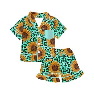 Toddler girl organic kids <span class=keywords><strong>pigiama</strong></span> bohémien set camicia a maniche corte e pantaloncini con volant <span class=keywords><strong>pigiama</strong></span> per bambina <span class=keywords><strong>pigiama</strong></span> per bambini - Product Image 5