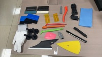 Pexmientas Kit d'outils d'application professionnel pour films teintés de vitres de voiture, spatules en feutre, raclettes en plastique, lames de découpe et applicateurs magnétiques pour vinyle