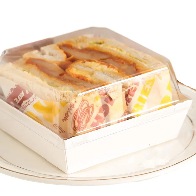 Groothandel Wit Bruin Brood Verpakking Wegwerp Verpakking Zwitserse Roll Cake Box 10X10X5 Met Venster Lage Moq