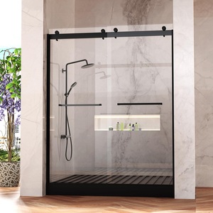 <span class=keywords><strong>Porte</strong></span> <span class=keywords><strong>de</strong></span> <span class=keywords><strong>douche</strong></span> sans cadre avec verre trempé transparent Fermeture douce silencieuse Noir mat 180 °   Kits <span class=keywords><strong>de</strong></span> <span class=keywords><strong>porte</strong></span> <span class=keywords><strong>de</strong></span> <span class=keywords><strong>douche</strong></span> coulissante double - Product Image 4