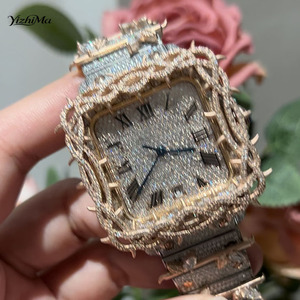 <span class=keywords><strong>Orologio</strong></span> <span class=keywords><strong>Automatico</strong></span> <span class=keywords><strong>Unisex</strong></span> di Lusso con Logo Personalizzato, Cassa Quadrata in Moissanite VVS, Movimento ETA, Stile Spinoso in Oro Rosa, Diamanti Ghiacciati Hip-hop - Product Image 4