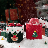 Boîte cadeau chinoise de Noël haut de gamme, portable, neuve, en peluche ronde, doublée de velours épais, rouge/verte