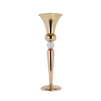 Vase à fleurs en métal doré en forme de trompette, support de centre de table pour mariage, fête, événement, hôtel, décoration, porte-arrangement floral