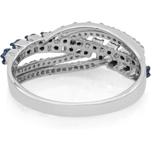 Ornaatis Diamond <b>Ring</b> 0.87 Cttw Round Cut White Blue Swirl Engagement Wedding Band For Women <b>925</b> Sterling <b>Silver</b> - Product Image 4