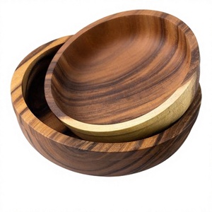 Juego de Tazones de Madera Hechos a Mano, Ecológicos y Duraderos, Diseño Moderno de Madera Natural, Personalizables, para Servir Comida en Fiestas, Tazones para Regalo - Product Image 1